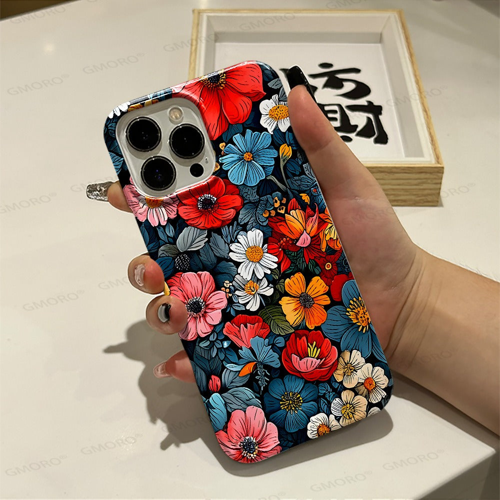 Oil Painting Flower Phone Case for iPhone 15-16