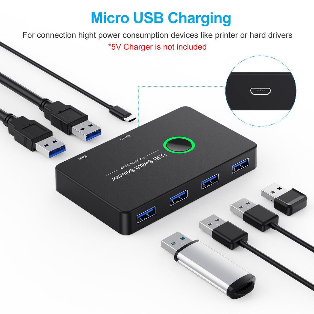 USB 3.0 KVM Switch (2 Computers, 4 Devices)