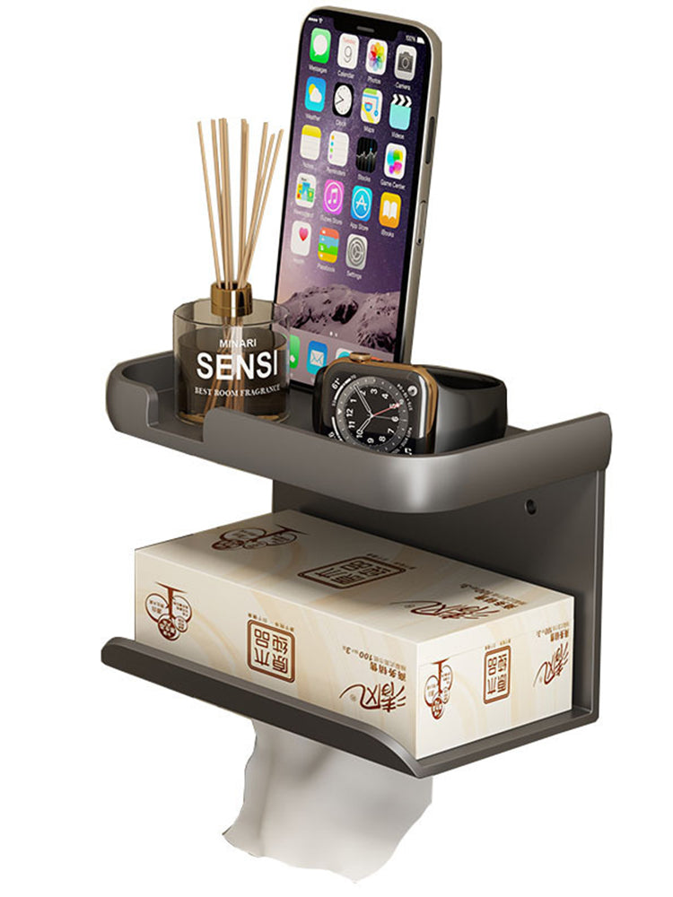 Toilet Paper Towel Box Wall-Mounted Gun Grey Drawer Box Household Non-Perforated Toilet Paper Holder Toilet Roll Rack
