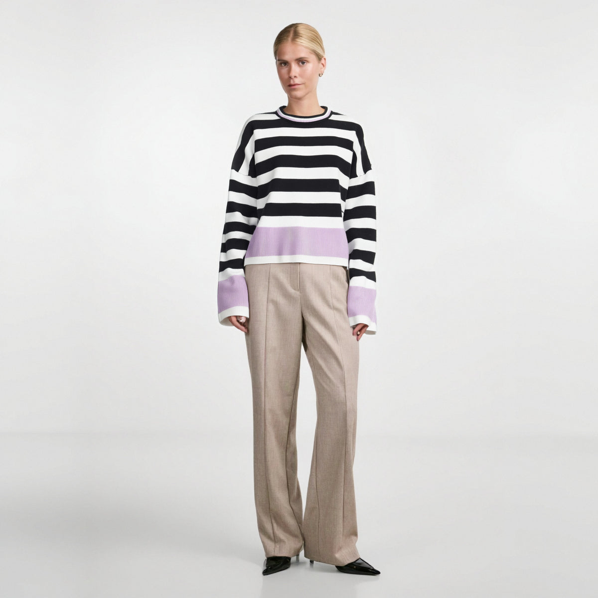 Striped Round Neck Knit Sweater