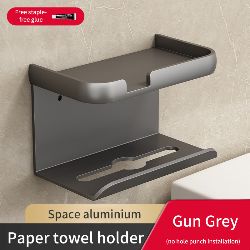 Toilet Paper Towel Box Wall-Mounted Gun Grey Drawer Box Household Non-Perforated Toilet Paper Holder Toilet Roll Rack