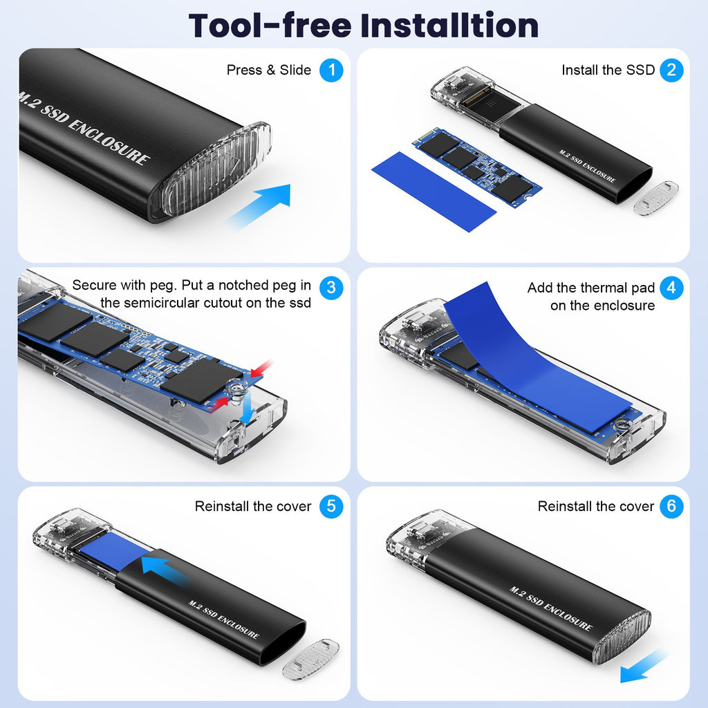Tool-Free NVMe M.2 SSD Enclosure (Type-C 3.1)