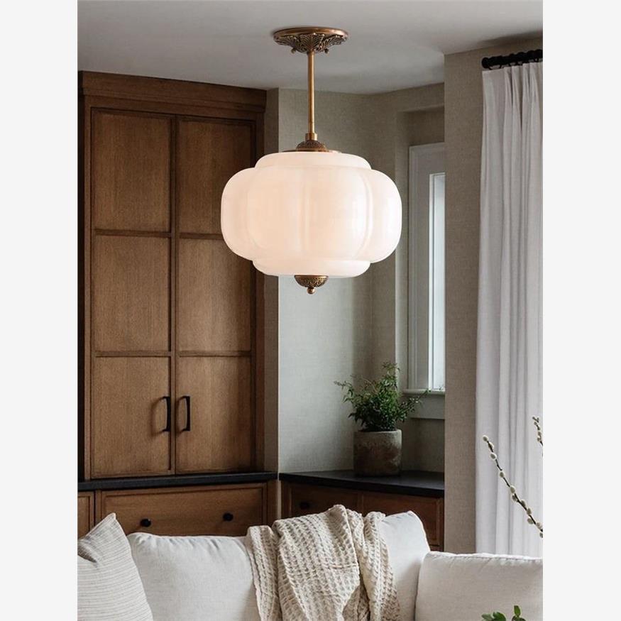 Pumpkin Glass Pendant Lamp (D38xH40cm)