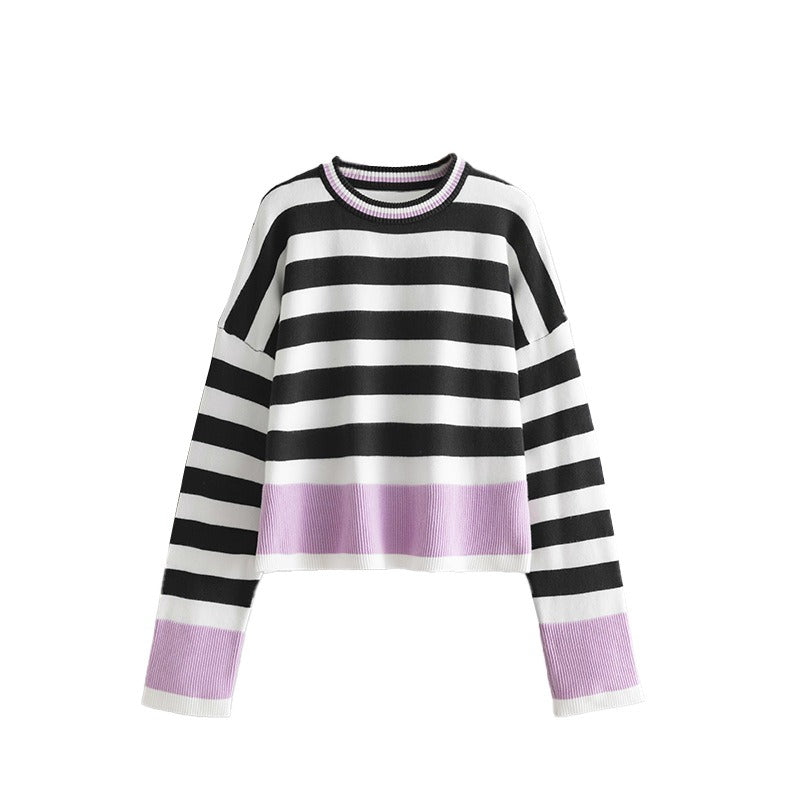 Striped Round Neck Knit Sweater