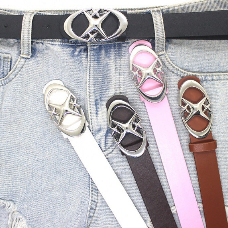Crescent Moon Cross Star Buckle Belt