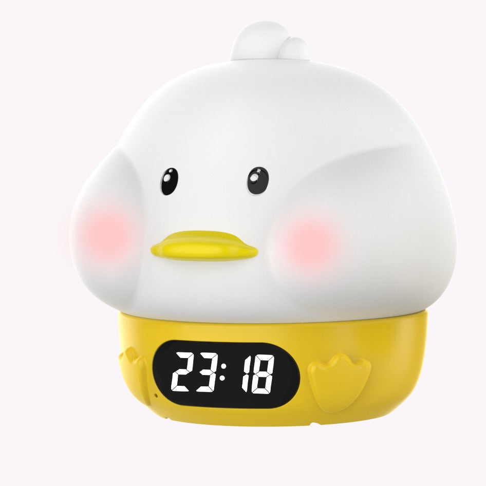 Direct Duck Silicone Alarm Clock, Tap Light Ambience Night Light, Breastfeeding Night Wake-Up Cartoon Tap Light Alarm Clock