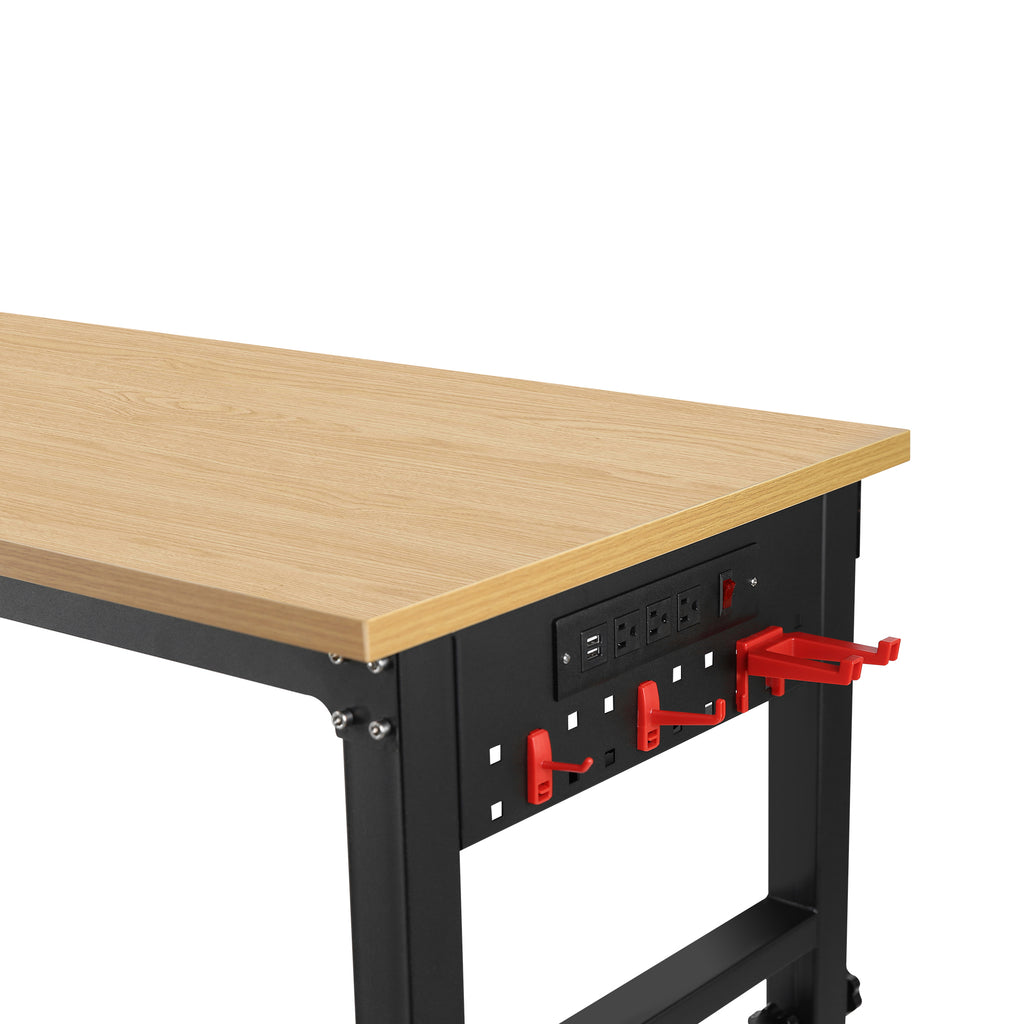 Rolling Heavy-Duty Worktable (72x24in, with Power Socket)