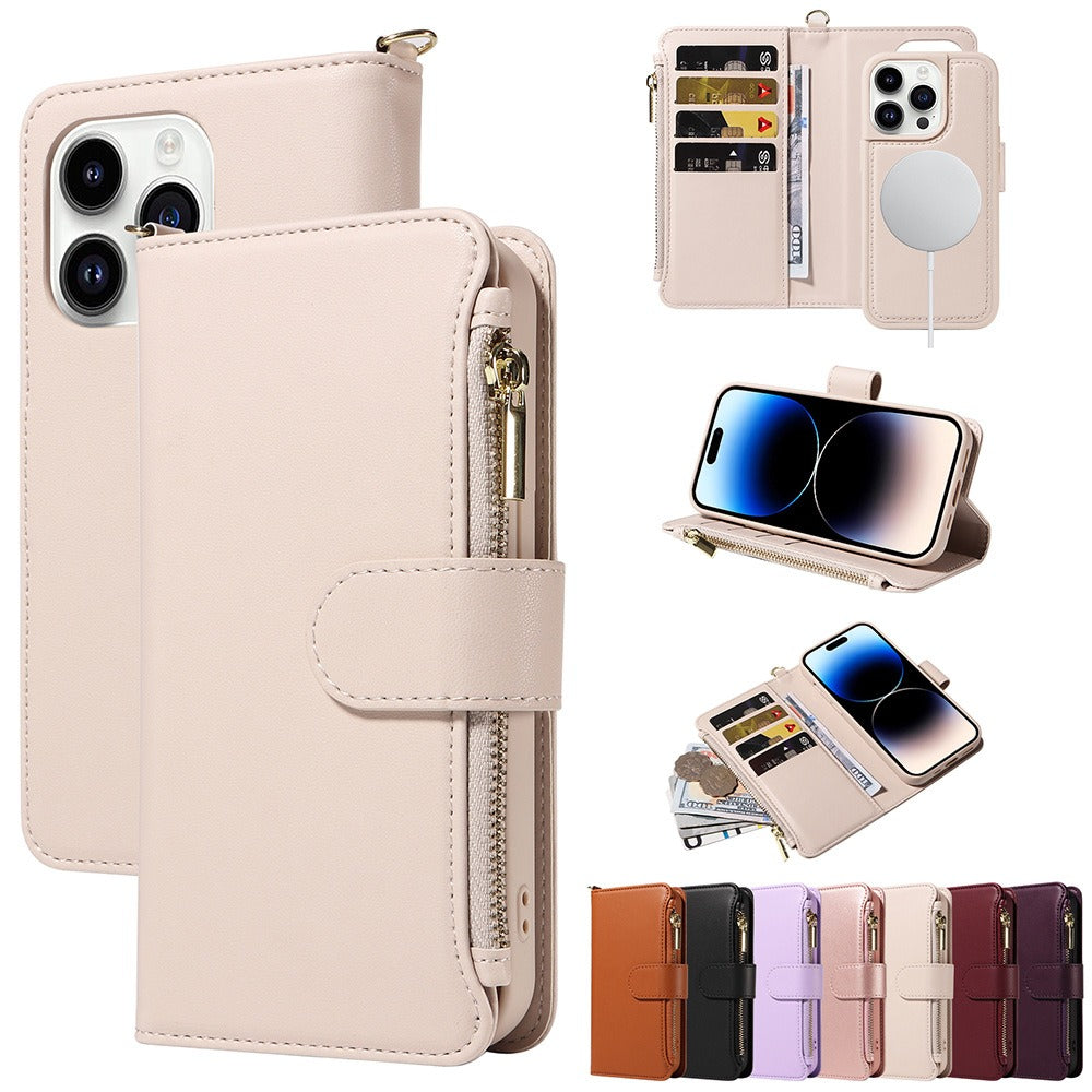 Flip Wallet Case with Wireless Charging for iPhone 14-15