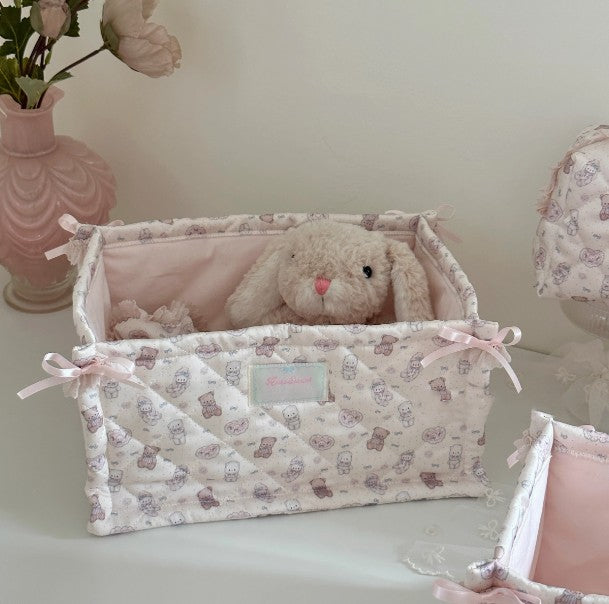 Cat & Bear Satin Headband Makeup Bag Set