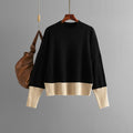 Color-Blocked Round Neck Knit Sweater