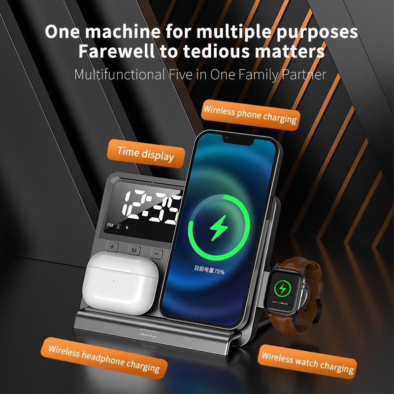 Wireless Charging Thermometer Clock with Night Light