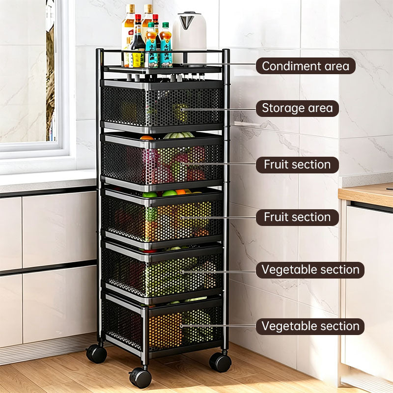 360-Degree Rotating Kitchen Storage Trolley