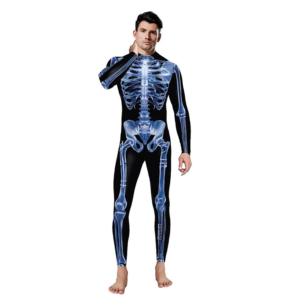 Skeleton Armor Print Jumpsuit Costume