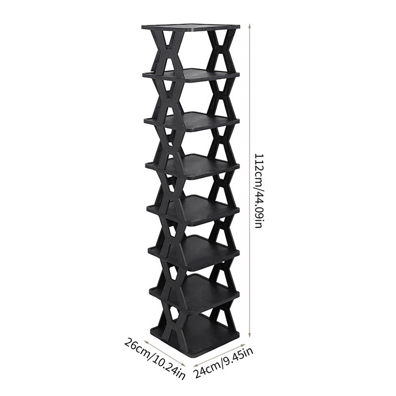 Stackable Plastic Shoe Rack, Vertical Dustproof Shoe Organizer, Sturdy Shoe Storage for Entryway