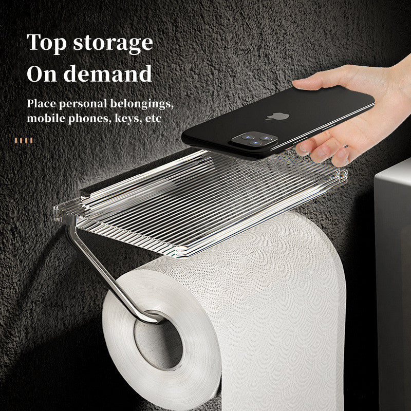 Acrylic Paper Towel Box Bathroom Wall-Mounted Toilet Paper Roll Holder Toilet Paper Drawer Placement Box Rack Toilet Restroom