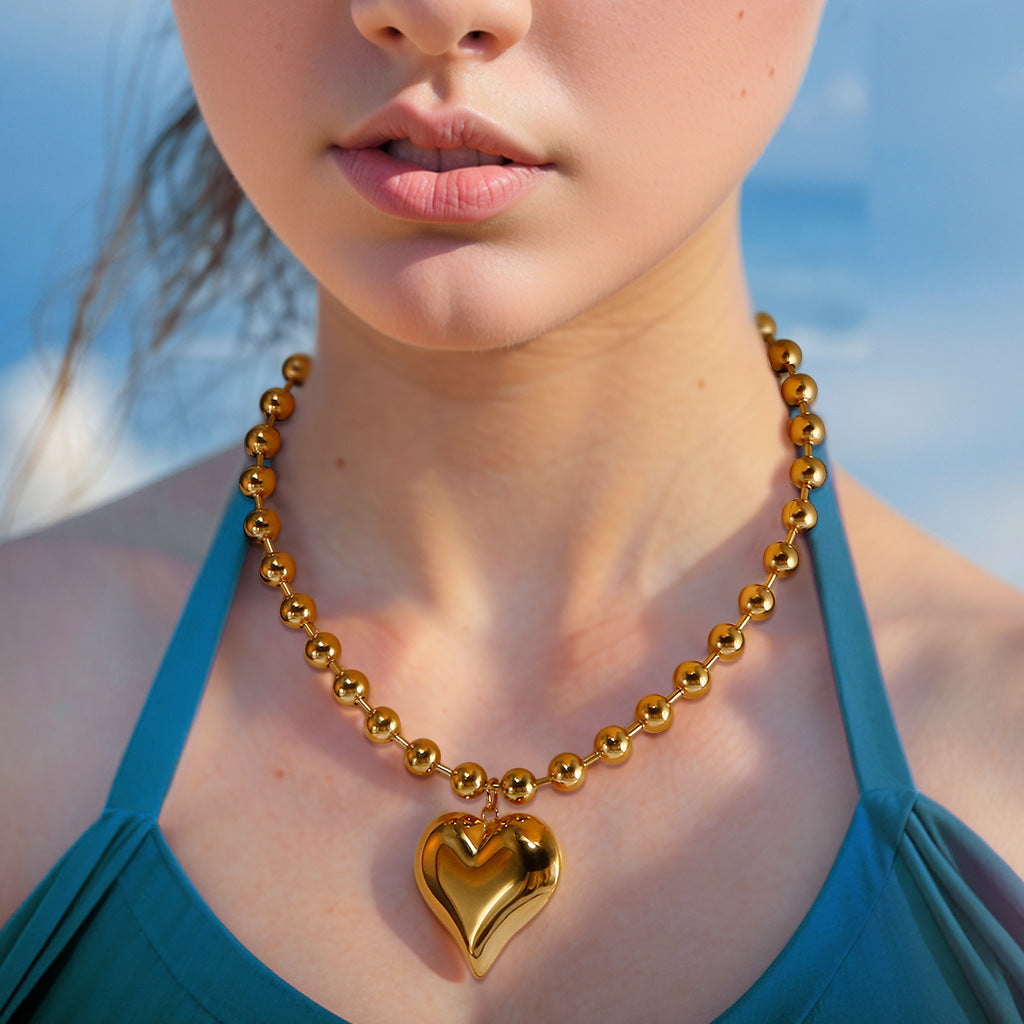 18K Gold Heart Pendant Necklace