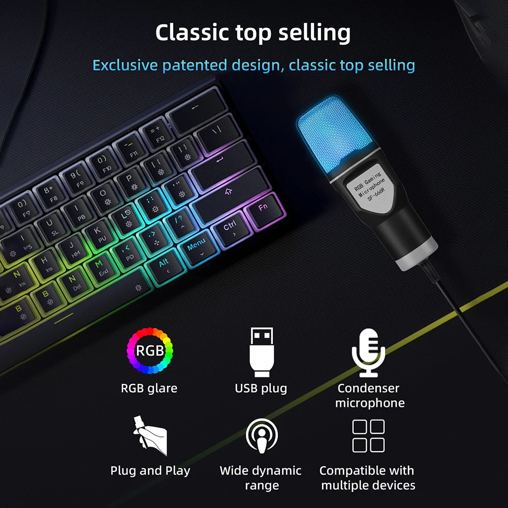 RGB Condenser Microphone with Shock Mount