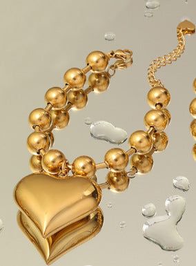 18K Gold Heart Pendant Necklace