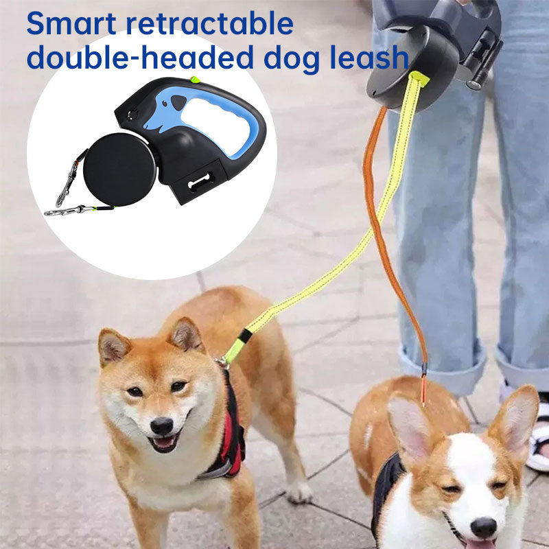 Retractable Double Dog Leash with LED