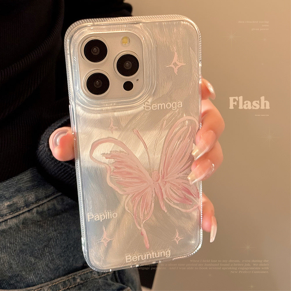 Silver Feather Butterfly Phone Case for iPhone 12-15