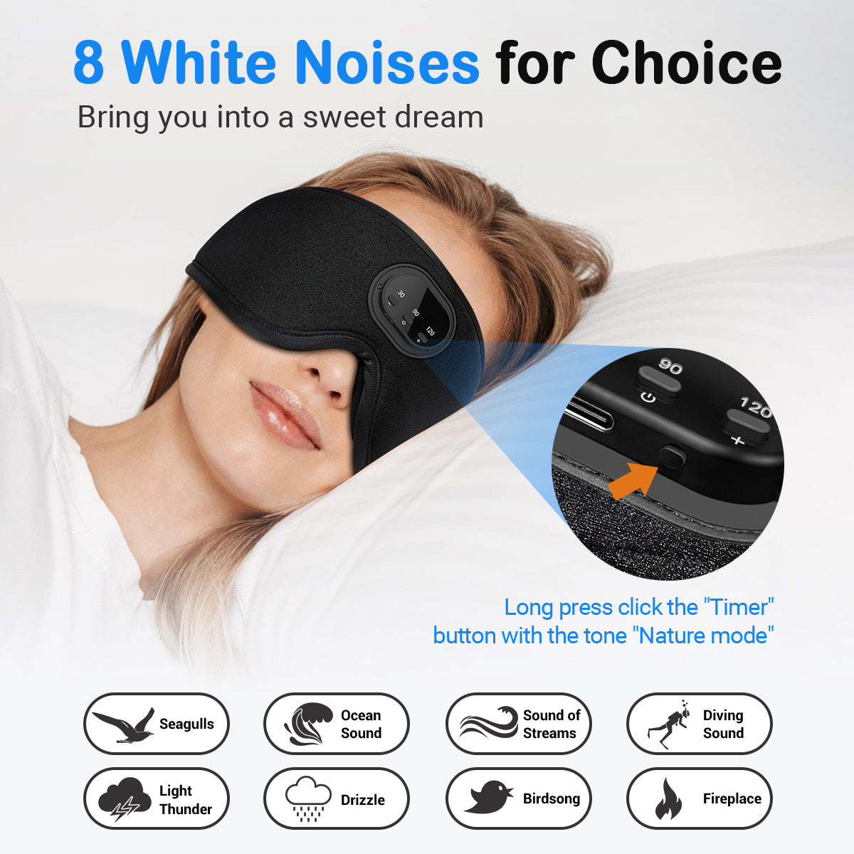 Bluetooth Sleep Mask with White Noise