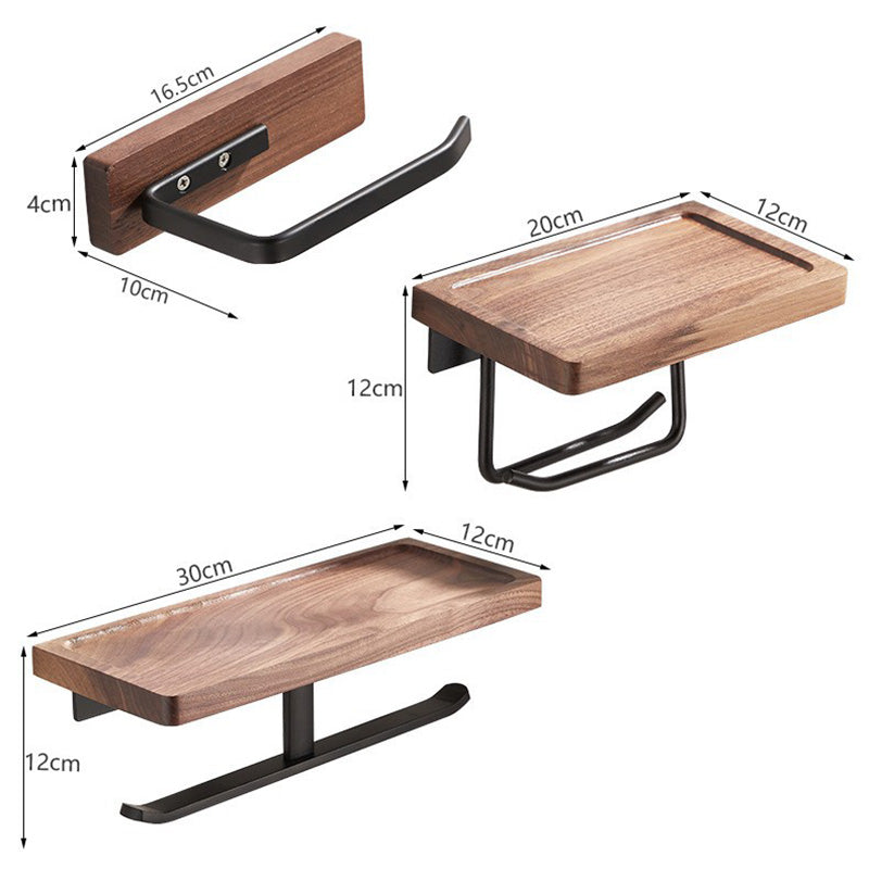 Toilet Paper Towel Holder Wall Mounted Black Walnut Toilet Roll Holder
