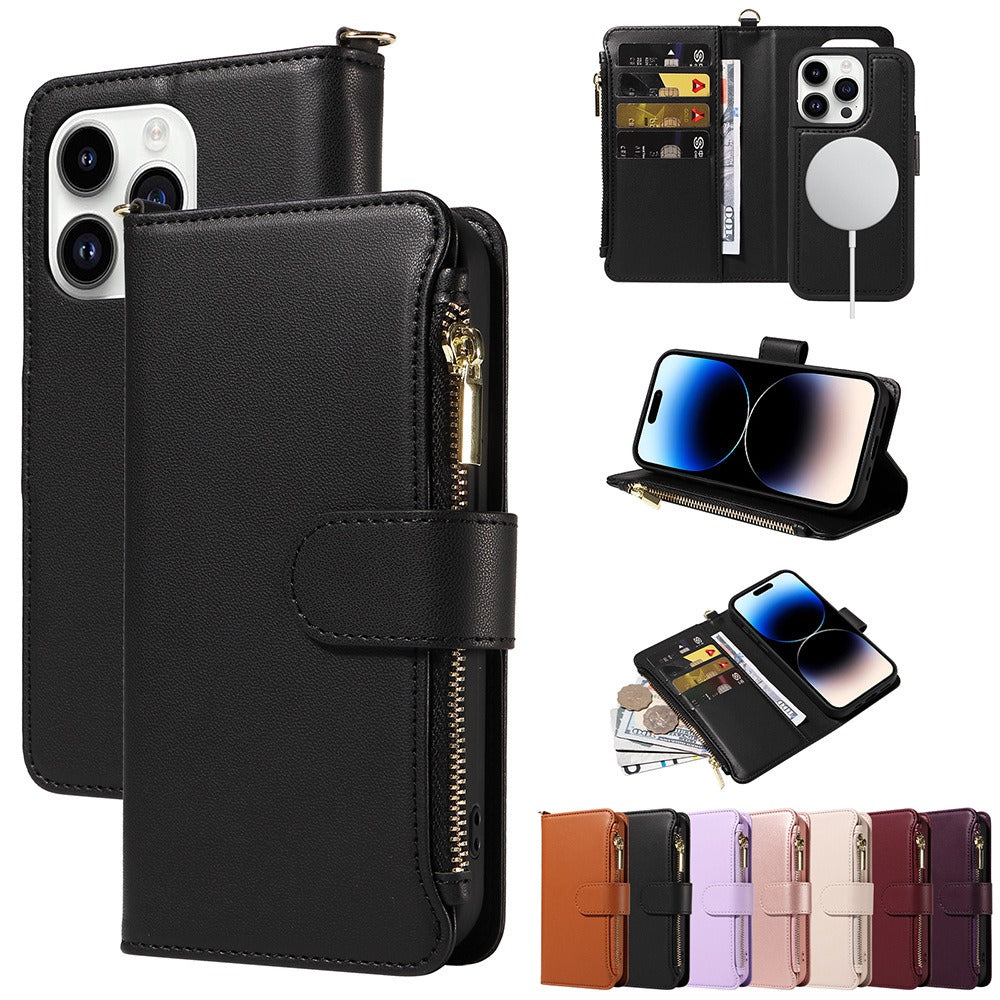 Flip Wallet Case with Wireless Charging for iPhone 14-15