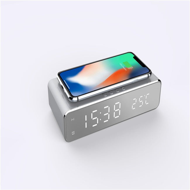 Wireless Charging Desktop Clock with Temperature Display