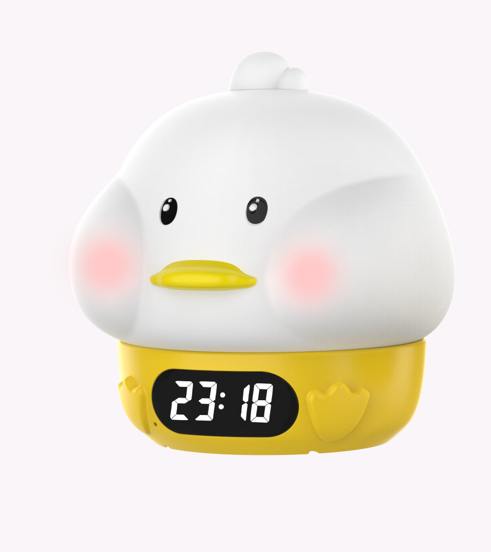 Direct Duck Silicone Alarm Clock, Tap Light Ambience Night Light, Breastfeeding Night Wake-Up Cartoon Tap Light Alarm Clock