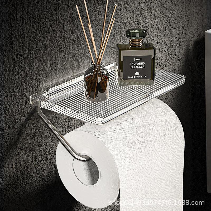 Acrylic Paper Towel Box Bathroom Wall-Mounted Toilet Paper Roll Holder Toilet Paper Drawer Placement Box Rack Toilet Restroom