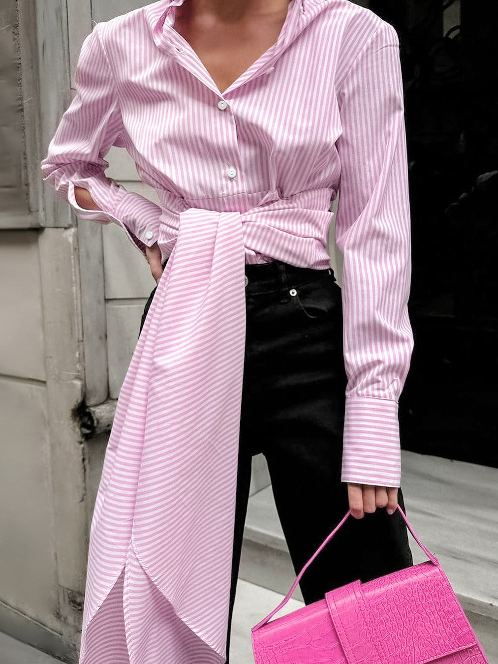 Lace-Up Long Sleeve Fashion Top