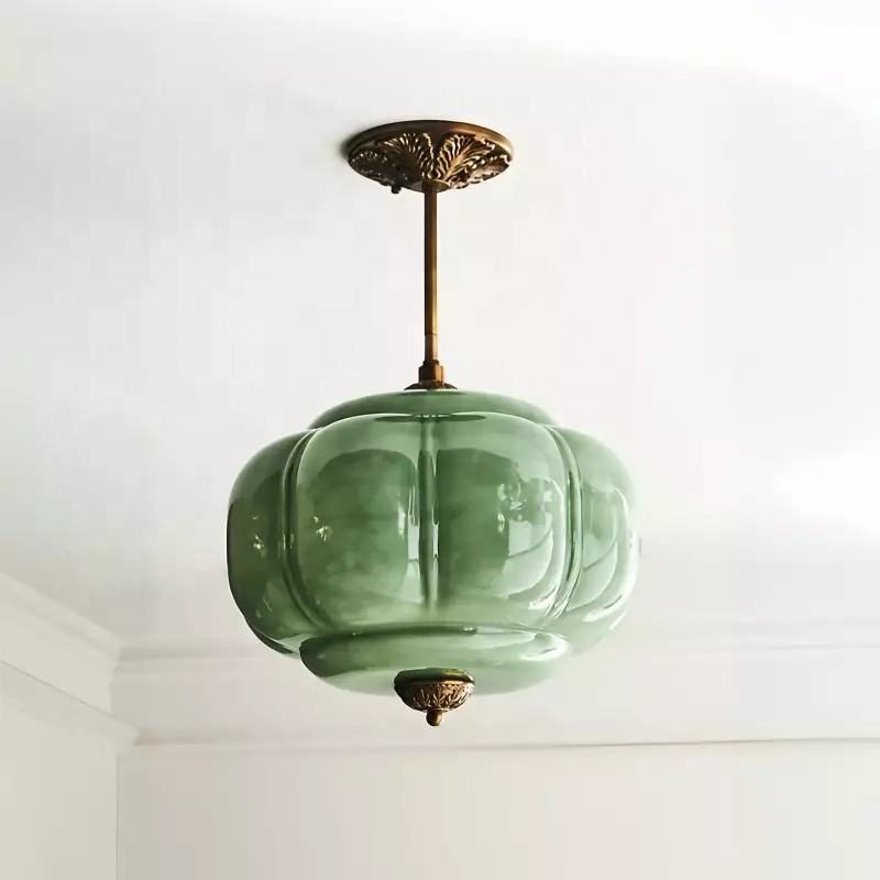 Pumpkin Glass Pendant Lamp (D38xH40cm)