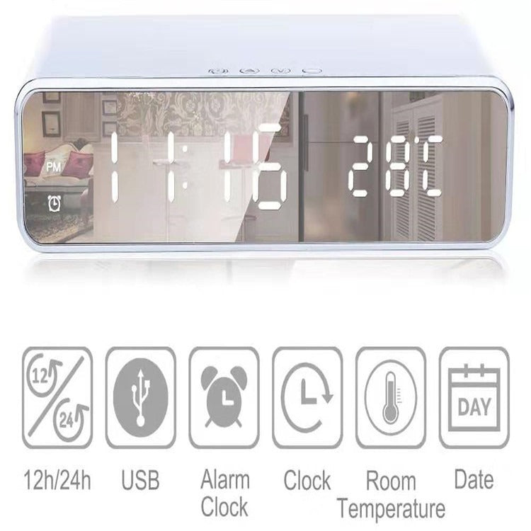 Wireless Charging Desktop Clock with Temperature Display