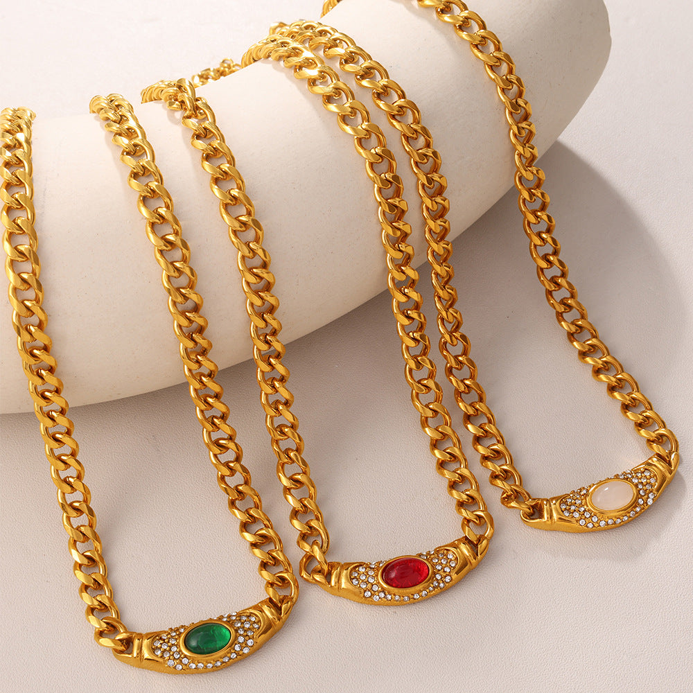 Cat's Eye Stone Choker Necklace