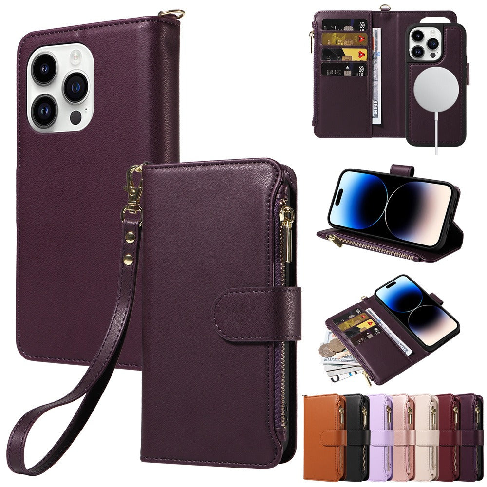 Flip Wallet Case with Wireless Charging for iPhone 14-15