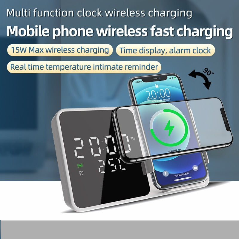 15W Wireless Charging Phone Stand with Clock