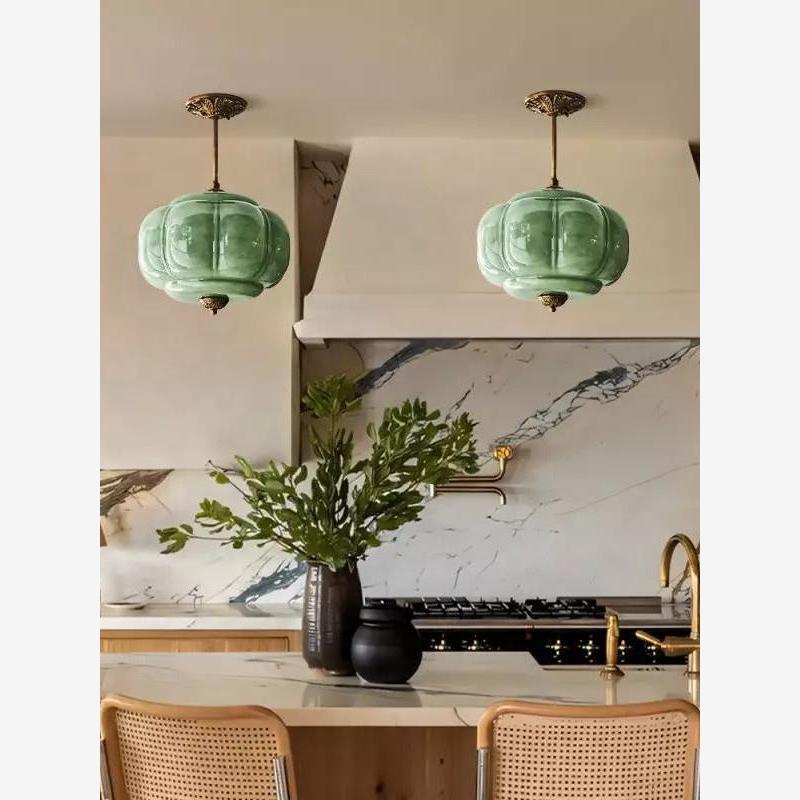 Pumpkin Glass Pendant Lamp (D38xH40cm)