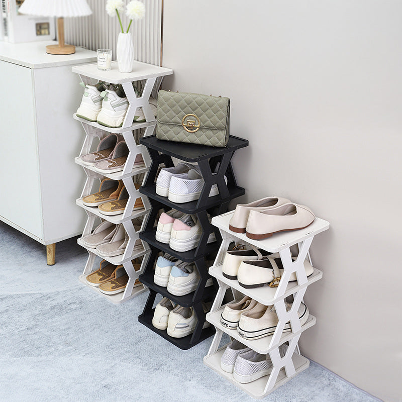 Stackable Plastic Shoe Rack, Vertical Dustproof Shoe Organizer, Sturdy Shoe Storage for Entryway